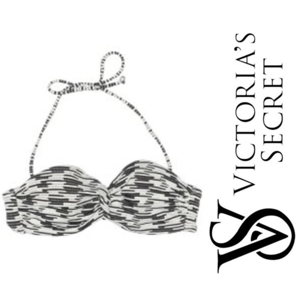 Victoria's Secret | Black & White Push Up Twist Bandeau Bikini Top | Size 34C - Picture 1 of 12
